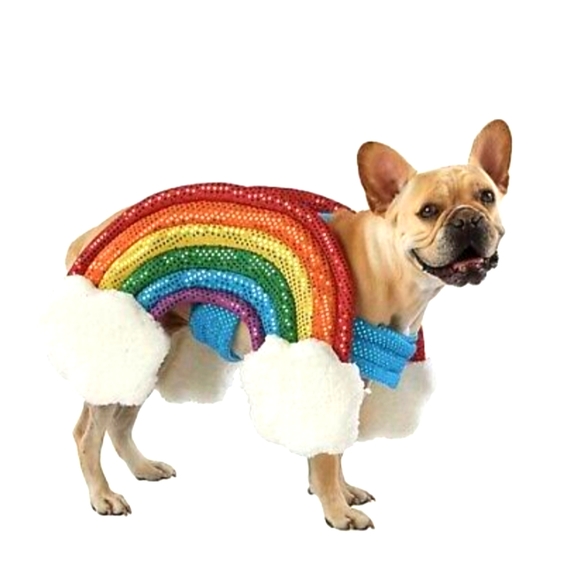 Rainbow Pet Costume small Sequin Soft Fluffy Clouds Puffy Parade Hallowe…